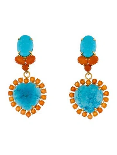 Pre-owned Bounkit Multicolor Stone Drop Clip On Earrings