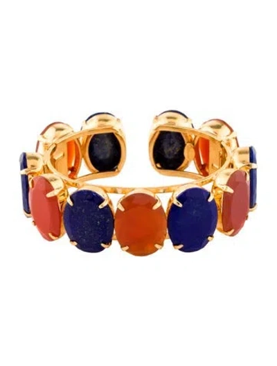 Pre-owned Bounkit Multi-stone Cuff Bracelet, 6" In Multicolor