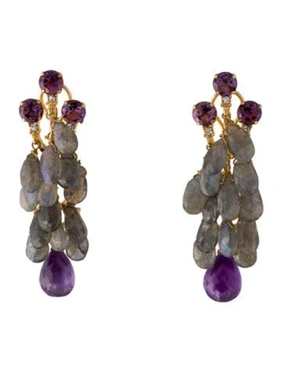 Pre-owned Bounkit Multistone Drop Earrings In Transparent