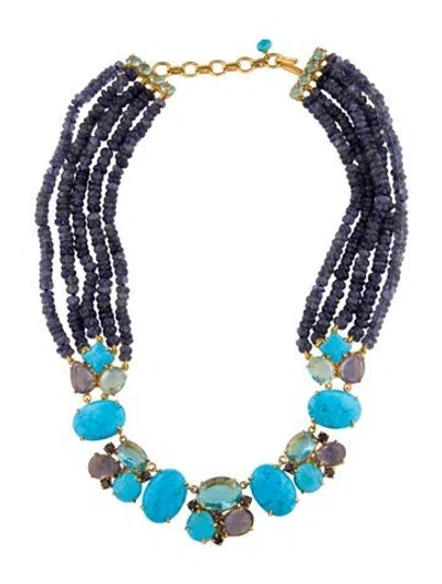 Pre-owned Bounkit Multi-stone Statement Multistrand Necklace, 19" In Multicolor