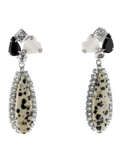 Pre-owned Bounkit Stone Heart Earclip Earrings In Multi