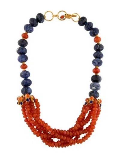 Pre-owned Bounkit Stone Multistrand Necklace, 20" In Multicolor