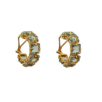 Bounkit Women's Alanna Hoops Green Amethyst Clip On