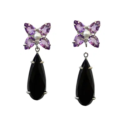 Bounkit Women's Black / Purple Los Angeles Earrings Push Back In Multi
