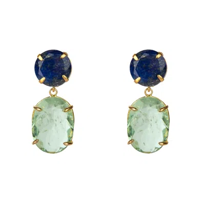 Bounkit Women's Blue / Green Vanessa Earrings Lapis Clip On In Multi