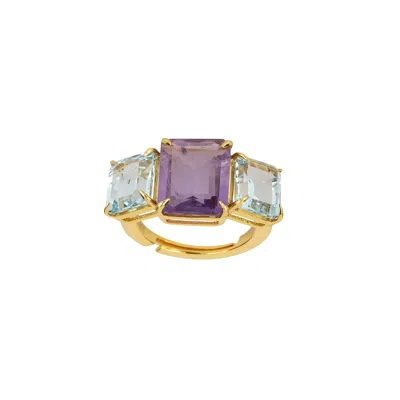 Bounkit Women's Blue / Pink / Purple Annette Ring Amethyst