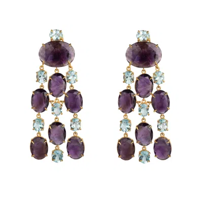 Bounkit Women's Blue / Pink / Purple Marysol Earrings Multicolor Clip On