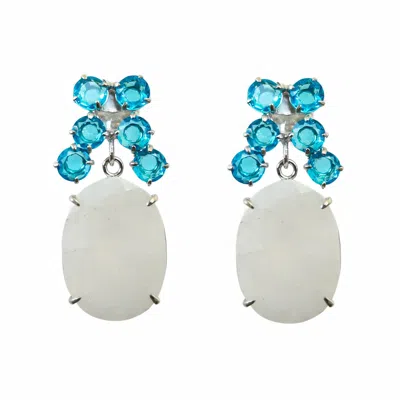 Bounkit Women's Blue / White Seattle Earrings Push Back In Multi