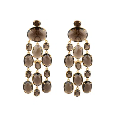 Bounkit Women's Brown Marysol Earrings Smoky Quartz Clip On