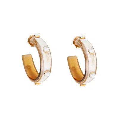 Bounkit Women's Eliza Hoops Mother Of Pearl White