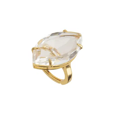 Bounkit Women's Gold Antoinette Ring Clear Quartz