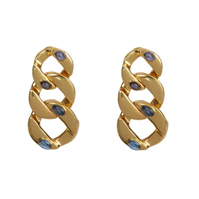 Bounkit Women's Gold / Blue Estelle Earrings Pierced