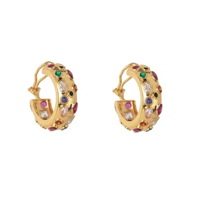 Bounkit Women's Gold Fortuna Hoops Multicolor Pierced