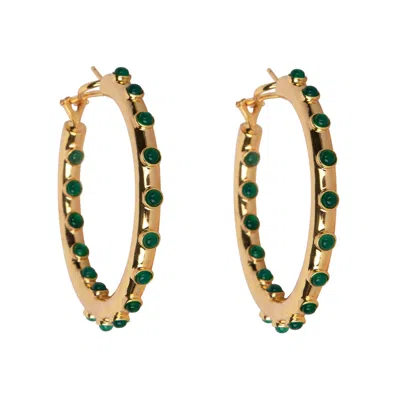 Bounkit Women's Gold / Green Adara Hoops In Multi