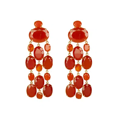 Bounkit Women's Gold Marysol Earrings Carnelian Pierced