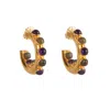 Bounkit Women's Gold / Pink / Purple Nicole Hoops Amethyst & Labradorite