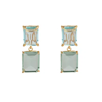 Bounkit Women's Green / Blue Renata Earrings Green Amethyst Clip On In Multi