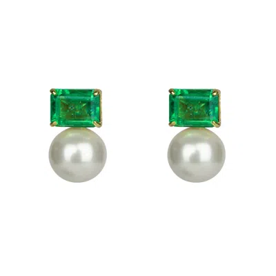 Bounkit Women's Green / Gold / White Sixtine Studs Pierced In Multi
