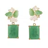 Bounkit Women's Green / White San Diego Earrings Omega Post In Multi