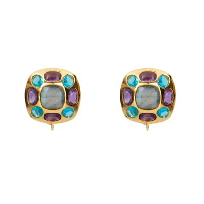 Bounkit Women's Grey / Blue / Pink Dominique Studs Pierced