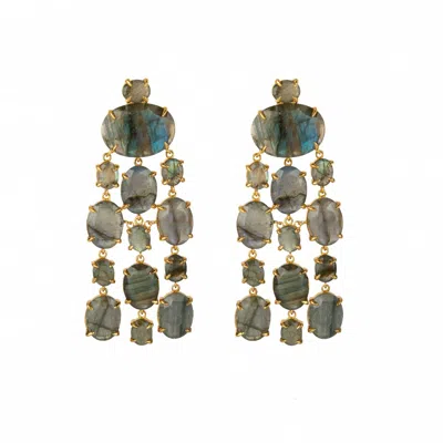 Bounkit Women's Grey Marysol Earrings Labradorite Pierced In Gray