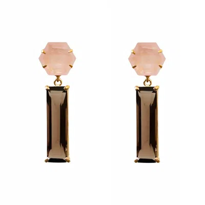 Bounkit Women's Pink / Brown Chicago Earrings Clip On In Multi