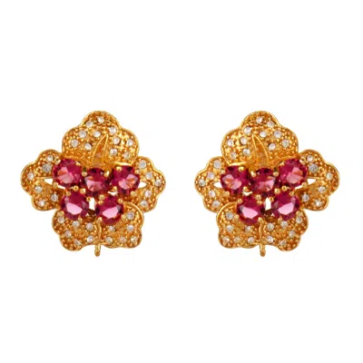 Bounkit Women's Pink / Gold Oslo Studs Clip On In Multi