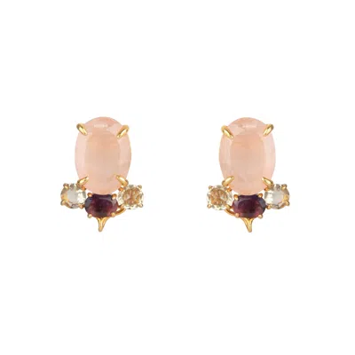 Bounkit Women's Pink / Purple / Gold Alessia Studs Clip On In Multi