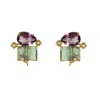 Bounkit Women's Pink / Purple / Green Pauline Studs Pierced