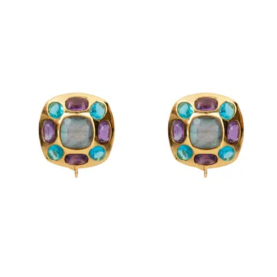 Bounkit Women's Purple / Gold / Blue Dominique Studs Clip On