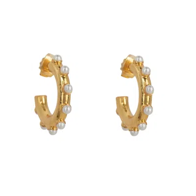 Bounkit Women's White / Gold Nicky Hoops Pearls