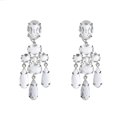 Bounkit Women's White Greta Earrings Clear Quartz