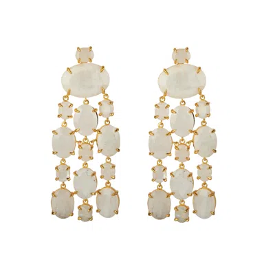 Bounkit Women's White Marysol Earrings Moonstone Pierced