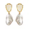 Bounkit Women's White / Yellow Nora Earrings Pearls Clip On In Multi