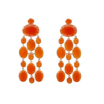 Bounkit Women's Yellow / Orange Marysol Earrings Carnelian Clip On