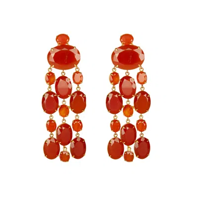Bounkit Women's Yellow / Orange Marysol Earrings Carnelian In Red