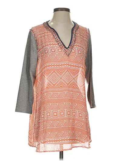 Pre-owned Boutique 3/4 Sleeve Top Orange V Neck Tops