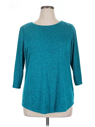 Pre-owned Boutique 3/4 Sleeve Top Teal Boatneck Tops In Blue