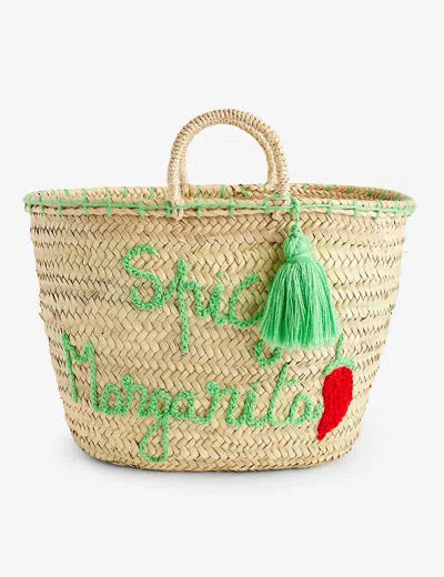 Boutique Bonita Raffia Spicy Margarita Logo-embroidered Palm Basket Bag
