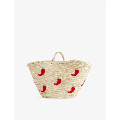Boutique Bonita Womens Chilli Pepper Palm Leaf Basket Bag