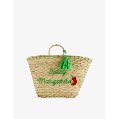Boutique Bonita Womens Green/ Red Staycay Palm Leaf Basket Bag In Multi