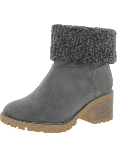 Boutique By Corkys Cotton Womens Faux Suede Lined Ankle Boots In Grey
