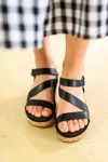 Boutique By Corkys Walkabout Strappy Wedge Sandals In Black In Black