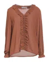 Boutique De La Femme Blouses In Brown