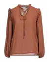 Boutique De La Femme Blouses In Brown