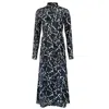 Boutique Kaotique Women's Blue Long Silk Star Dress In Blue