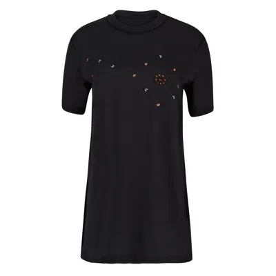Boutique Kaotique Women's Embroidered Bug Tee Black