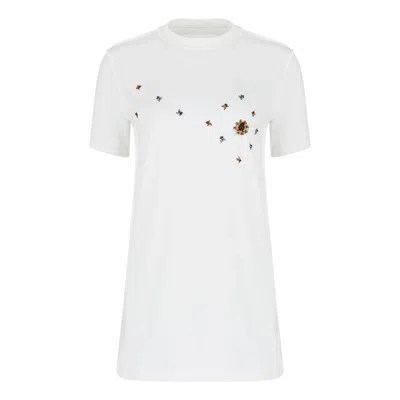 Boutique Kaotique Women's Embroidered Bug Tee White