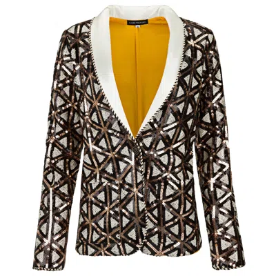 Boutique Kaotique Women's Gold Triangle Sequin Blazer