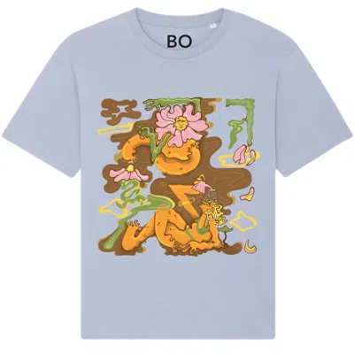 Boutique Kaotique Women's Groovy Nature Serene Blue Organic Cotton T-shirt.